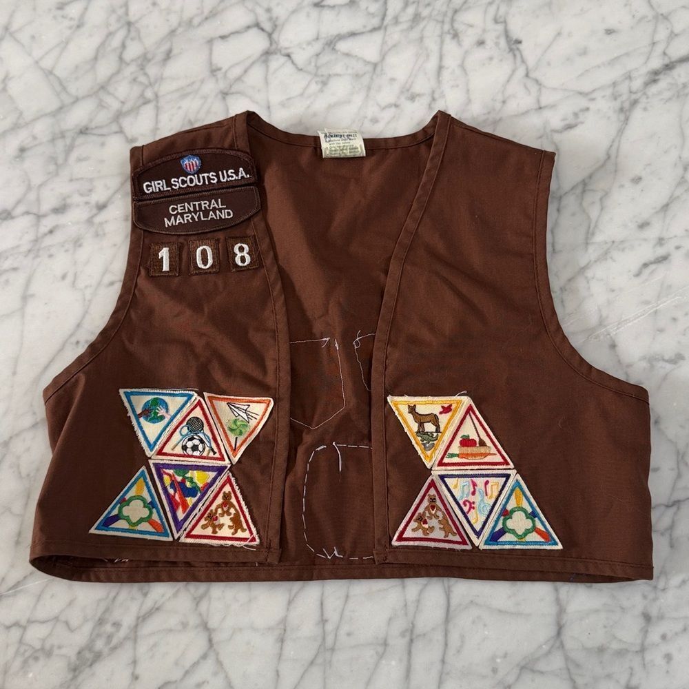 Vintage Girl Scouts of America Brownie Vest Patches Sz 6-8Y